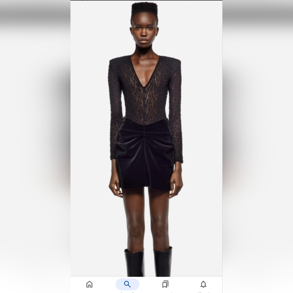 NWT ZARA velvet mini skirt, black, Medium